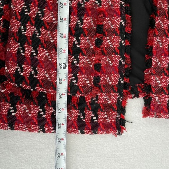 NWT Chicos Long Red Black Tweed Jacket Long Sleeve Open Front Houndstooth Size S - Picture 10 of 14
